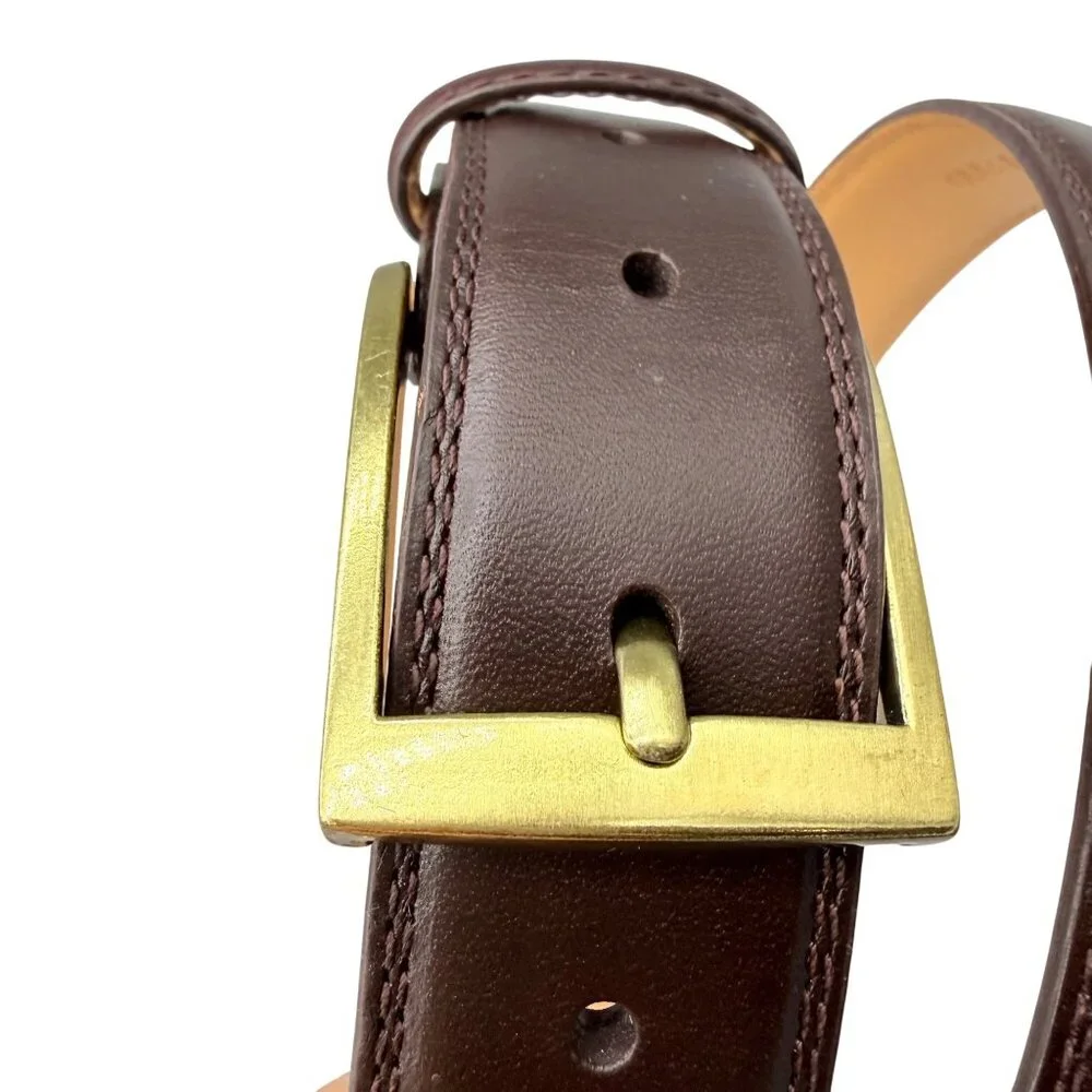 Lands' End Men's Dress Belt Sz 38 Glove Dark Brown Cowl Leather 472993 Classic